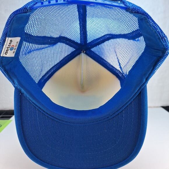 Vintage 80s Sea World Shamu Orca Trucker MeshBack SnapBack Hat Cap Blue White - Picture 6 of 8